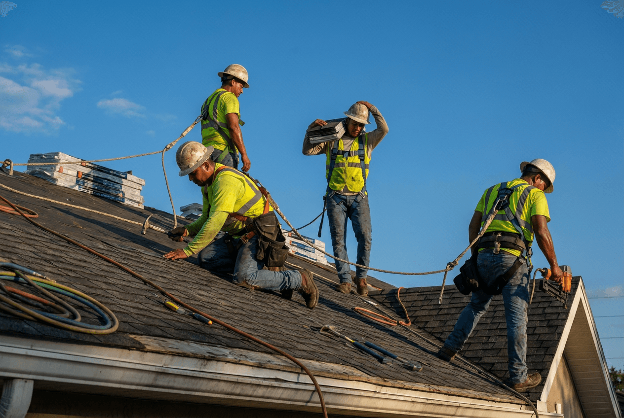 American Specialty Roofing crew at work